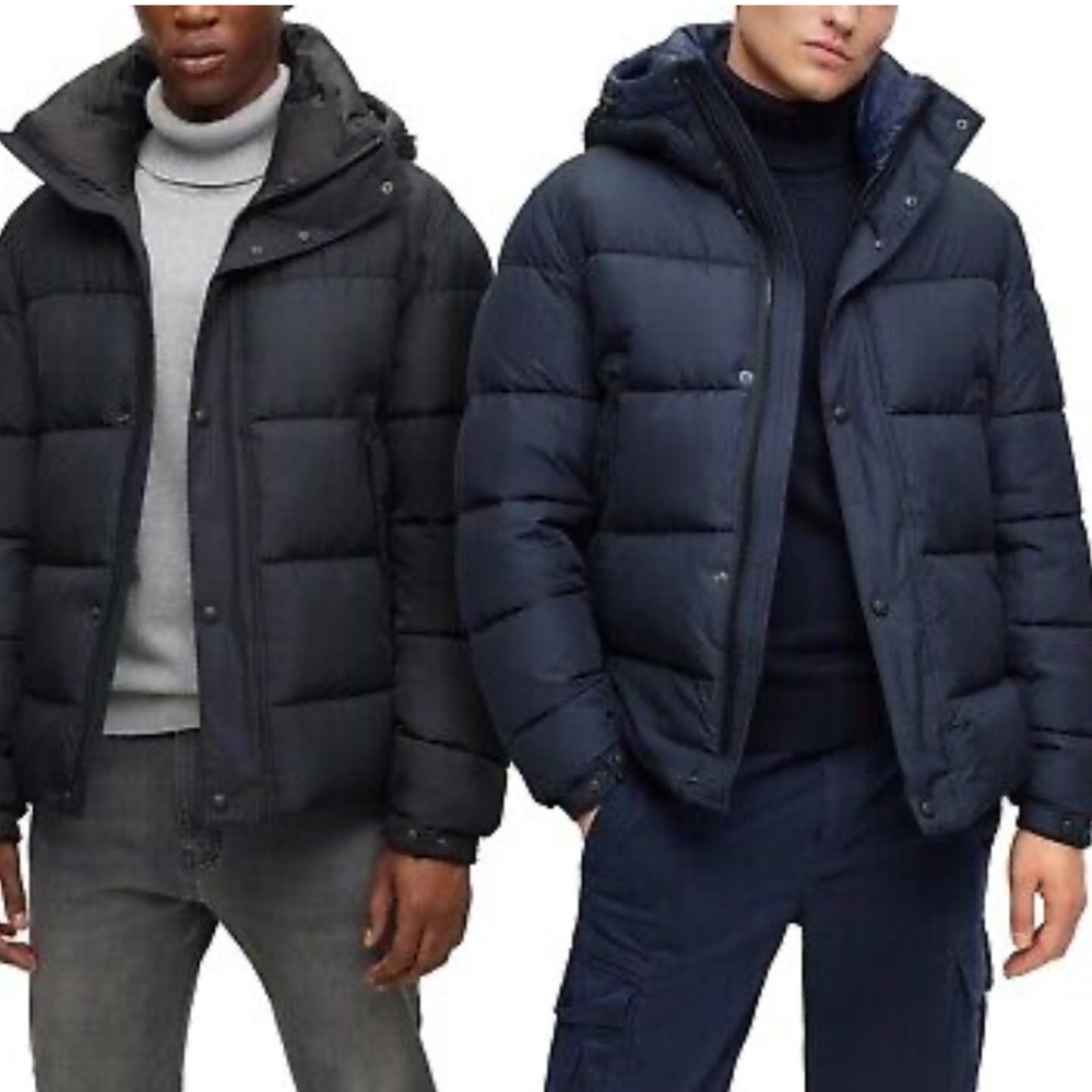 CALVIN KLEIN Black Duck Down Water-Repellent Hooded Puffer Jacket - Picture 1 of 11